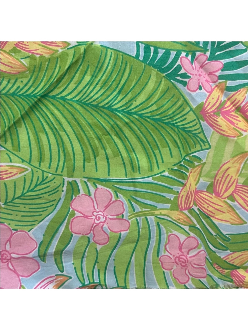 Authentic Lilly Pulitzer Fabric Tropical Palm Leaf Pink Floral Print 12 x9